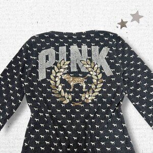 PINK VS Women’s Grey Pajamas Long Sleeve waffle knit henley shirt